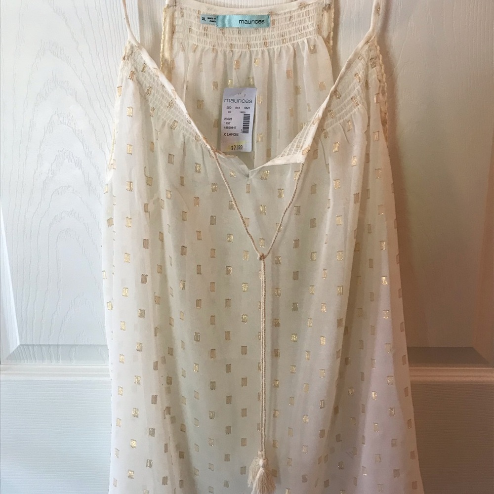 Maurice’s sheer top- white and gold details XL